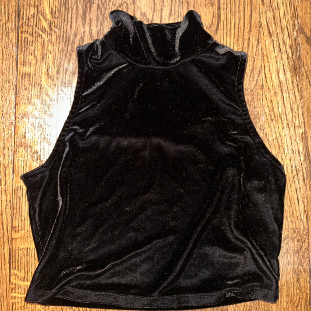 Crimson & clover velvet black high neck crop top